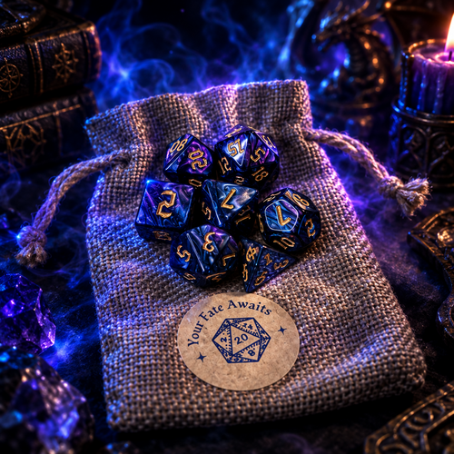 DnD Polyhedral Dice Set with Dice Bag | 7-Piece RPG Dice Set